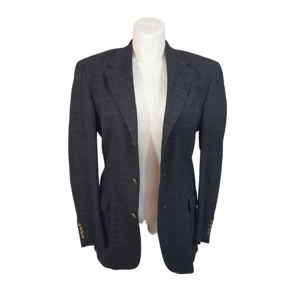 TOMMY HILFIGER mens sport coat DARK GRAY+ RUST Window pane PLAID CLASSIC FIT 40L - Picture 5 of 11